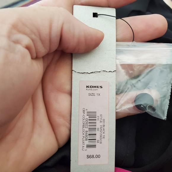 Apt 9 Colorblock Shift Dress Black, Pink, Melon 1X - Picture 7 of 9